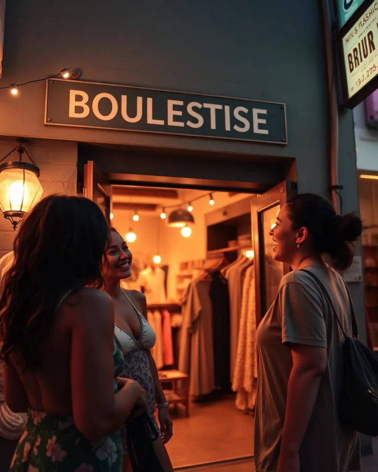 Friends discovering a local boutique